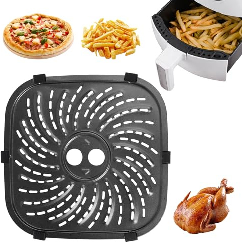 AirFryer Grillplatte Airfryer Liners Airfryer Zubehör Antihaft AirFryer Tablett Grill Pfanne Platte für Air Fritteuse, Mikrowelle, Ofen (24 x 24 cm)