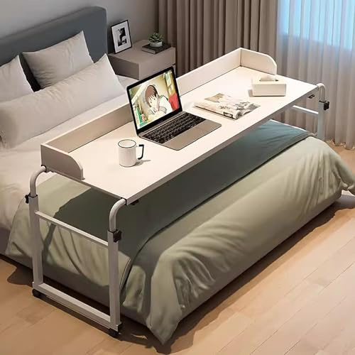 Laptopwagen mit Rollen, höhenverstellbar, 65–95 cm, Überbetttisch, Computer-Arbeitsplatz, Überbetttisch für Doppelbett, Doppelbett, Queen-Size-Bett, King-Size-Bett