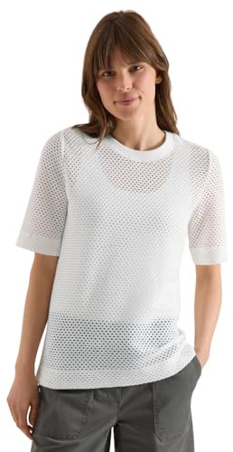 Damen T-Shirt mit Rundhals in Ajour-Optik