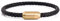 Akitsune Silva Lederarmband Magnetischen Verschluss | 5mm | Armschmuck Damen Herren Edelstahl Schlichtes Armband - Gold - Schwarz 19,5cm