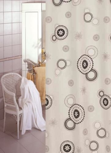 KS Handel 24 Textil Duschvorhang 240x200 cm (Schwarze Kreise)