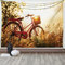 ABAKUHAUS Retro Wandteppich, Fahrrad in der Sepia-Tönen Rural aus Weiches Mikrofaser Stoff Waschbar ohne Verblassen Digitaldruck, 150 x 110 cm, Rot Orange Gelb