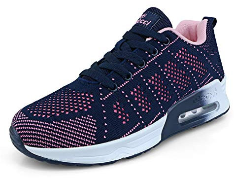 Baskets Femmes Womens Sneakers Chaussures de Running Respirantes pour Femme Athlétiques Légères Chaussures de Sport pour Femme Bleu Air Coussin, Taille 37 EU