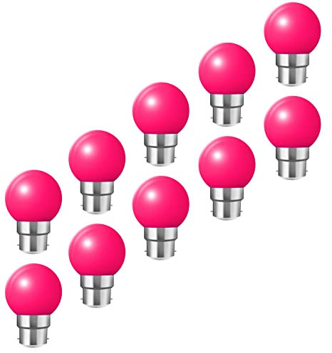 HUAMu Ampoules baïonnette B22 - ampoule LED Feston 2W (équivalent 20W), ampoule écoénergétique écoénergétique colorée rose, petites ampoules de Noël BC Cap, Paquet de 10