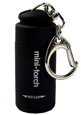 Waterproof Mini USB Rechargeable Ultra Bright LED Torch Lamp Flashlight Keychain Keyring Waterproof Emergency Light (Black)