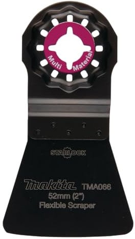 Makita B-64995 Starlock HCS Schaber 52 mm flexibel TMA066 Multi Material, für Mörtel, Leim, Teppichreste, Silikonfugen, für Multitool, Multifunktionswerkzeug, 1 Stück