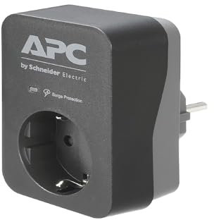 APC BY SCHNEIDER ELECTRIC PME1WB-GR Surge Protector Adaptateur prise avec protection contre les surtensions 1 prise Schuko pour PC, TV, etc. Noir