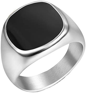 HIJONES Mode Noir Plaine Mariage Bague pour Homme en Acier Inoxydable