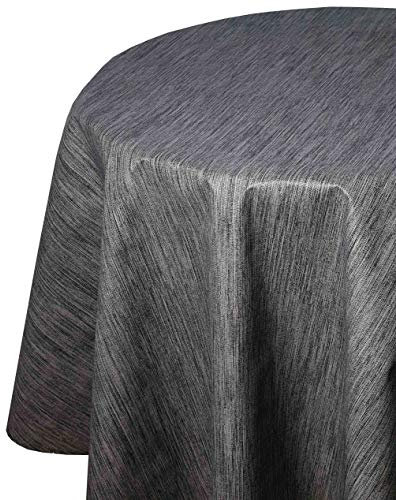 Wachstuch Wachstischdecke Tischdecke Gartentischdecke Leinen Prägung Grau Anthrazit Oval 130 x 180 cm abwaschbar gefaltet