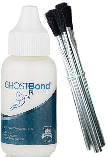 Pro Hair Labs - Ghostbond Platunum - Full Head Bond For Poly & Lace | Wig Glue Hair Adhesive Specially Formulated For High Humidity, Heavy Perspiration, And Oily Scalps - 1.3oz + 5 Application Brushes