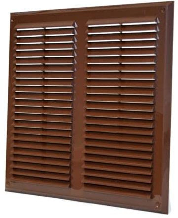 Prostko - Rejilla de ventilación de aire, 350 mm x 350 mm, con cubierta de ventilación para mosquitero, 14 pulgadas, color marrón