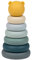 Nattou Stapelturm aus Silikon, 7-teiliges Motorikspielzeug für Kleinkinder, BPA-frei, Ca. 16 cm, Silicon, Blau