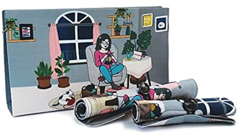 KnitPro K12843 Projekttasche mit 2 Rollkoffern, Leinen, Passion, 29 x 17 x 6,5 cm