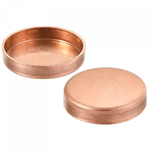 sourcing map Copper End Cap Pipe Fitting Sweat Plug Connection 45mm(1.77) ID for Water Pipe Plumbing, Pack of 2