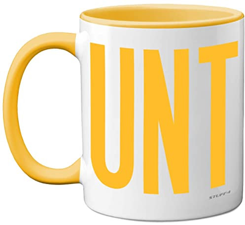 Funny Mugs for Men Women - C UNT Mug - Fun Sarcastic Slogan Gifts for Work Colleagues, C*nt Crude Rude Novelty Joke Gag Humour Birthday Present Friends, 11oz Yellow Ceramic Dishwasher Safe Mugs
