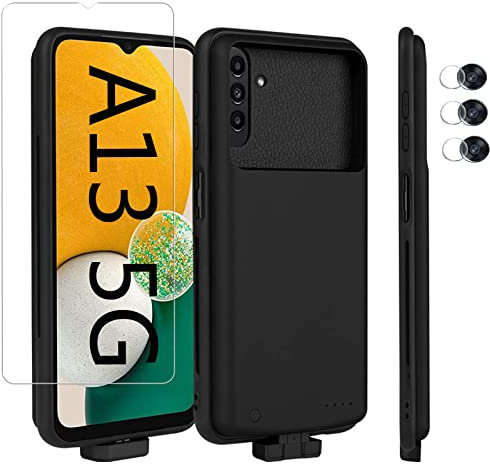 Battery Case For Samsung Galaxy A13 5G, Slim Power Bank Portable Protective Extended battery Charging Case Galaxy A13 5G with Screen Protector Camera Lens Protector cell phone battery charger cases