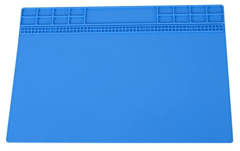 Joyzan Repair Mat, Silicone Soldering Mat Electronic Work Welding Pad Tool Large Magnetic Solder Screw Anti Static Brazing for Stations Desoldering Watch Phone Laptop 500℃ Heat Resistant(Navy Blue)