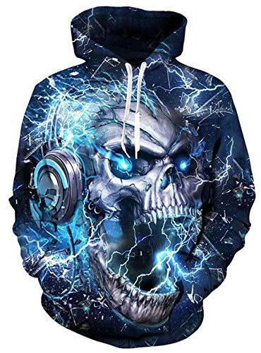 Hoodie Herren Persönlichkeit 3D Druck Anime Hoodie Herren Lose Dünne Sweatshirt Herren Langarm Mit Tasche Kapuzenpullover Herren Urban Streetstyle Halloween-Party Pullover Männer TD-01 XXL