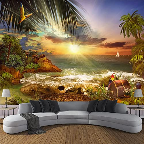 ONESOL Fototapete 3d wohnzimmer wandbild sonnenaufgang meerblick segelboot schlafzimmer hintergrund aufkleber heimdekor wandaufkleber kunst poster