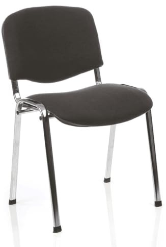 OPO ISO Stacking Chair Robust Frame Curved Backrest | Stackable up to 12 High Padded Seat Great Conference/Meeting Chair Charcoal Fabric Charcoal Fabric Chrome