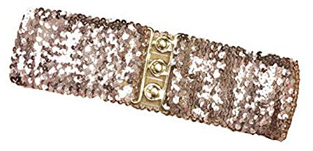 Luojuny Damen Kummerbund Pailletten verkleiden Temperament einfarbig Kleid Gürtel Kummerbund Alltagskleidung Champagner Gold