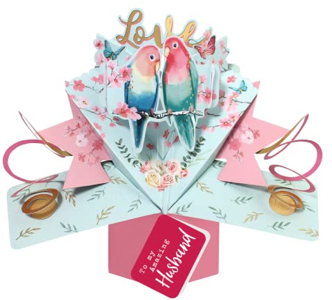 Love Birds To My Husband Pop Up Anniversary Card Suit Any Romantic Occasion POP199V09