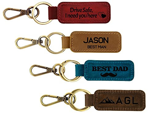 Personalisierter Leder-Schlüsselanhänger, personalisierter Schlüsselanhänger mit Gravur, Geschenk für Männer, Frauen, Papa, Freund, Vatertag, Abschluss