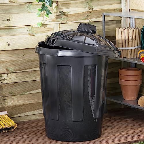 STORM TRADING GROUP 80 Litre 80L Extra Large Plastic Dustbin Kitchen House Garden Storage Unit Bin With Lid (Black) (2)