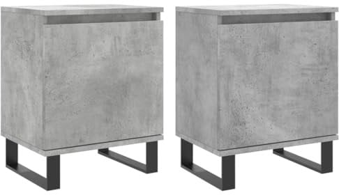 vidaXL Tables de Chevet 2 pcs, Armoires de Nuit avec Compartiments, Armoires de Lit avec Rangement, Meubles de Chambre à Coucher, Gris Béton Bois d'Ingénierie
