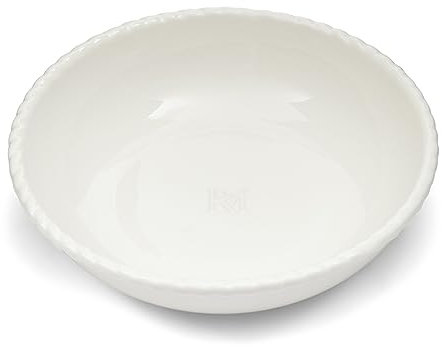 Riviera Maison Servierplatte weiß, Große Schale, Rund, Schale, Klassisch mit gerändeltem Rand - Elegant Twist Serving Bowl - Porzellan - (ØxH) 24x7