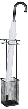 Relaxdays Porte-Parapluie, H x L x P: env. 52,5x13,5x13,5 cm, métal, Rangement pour ombrelles, carré, Moderne, Noir