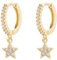 TOFBS S925 Silber Stern Creolen Kristall Ohrringe Zirkonia Schmuck Damen Huggie Hoops Elegant Minimalistisch Ohrstecker