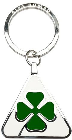 JUNMEI Auto Schlüsselanhänger Alfa Romeo Vierblättriges Kleeblatt Logo Anhänger Dekoration Zubehör Unisex Erwachsene Bunt Mehrfarbig Silber Grün Weiß