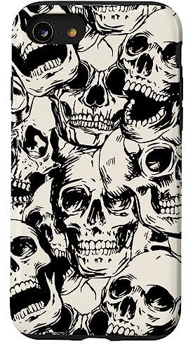 Hülle für iPhone SE (2020) / 7 / 8 Schutzhülle mit Totenkopf-Motiv, Gothic, Schwarz