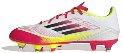 adidas F50 League Football Boots Soft Ground, Botas de fútbol Unisex Adulto, Cloud White/Core Black/Solar Yellow, 40 EU