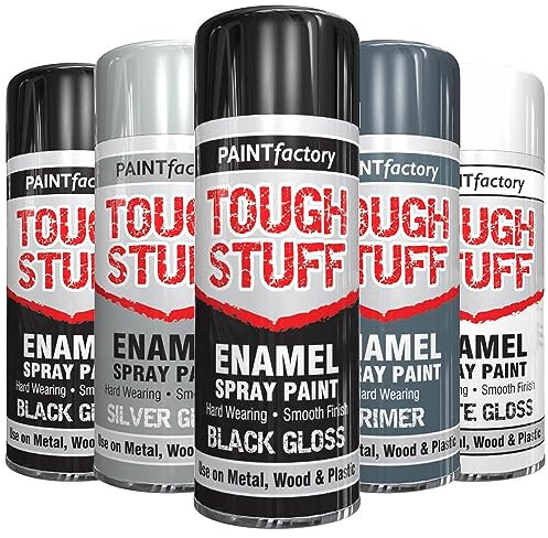 AlezyB 1 x Enamel Black Gloss 400ml Tough Stuff Hard Wearing Smooth Aerosol for Metal Wood Plastic
