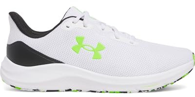 Under Armour UA Charged Pursuit 4, Zapatillas para Correr Hombre, White/Black/Hyper Green, 44 EU