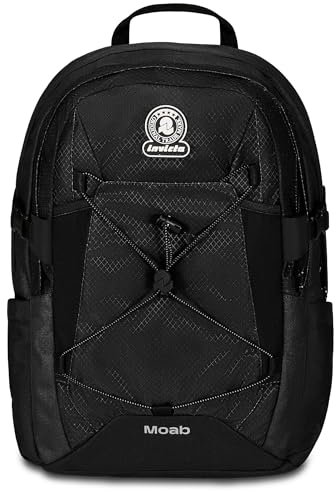 Invicta Schulranzen Moab, Rucksack mit Kompressionsriemen und Laptopfach, Brustgurt, Trinkflaschenfach, Tagesrucksack, Handgepäck, Businessrucksack, schwarz