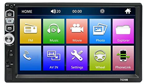 HDKEAN Car Stereo 7 Inch Car Radio Bluetooth-compatible Control USB AUX Input With Seven-Color Backlights Car Player With Blue Tooth