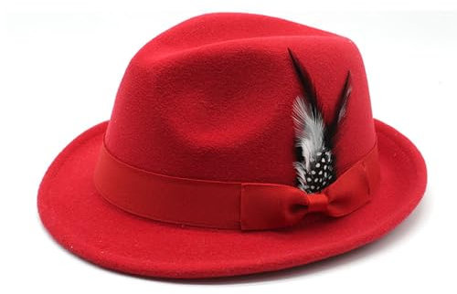 Oktoberfest Bayernhut mit Federn, Bayerischer Trachten-Hut, 56-58CM Bierfest Mütze, Herren Kopfbedeckung, Volksfest, Bayer, Kostüm, Karneval, Mottoparty (1 Rot,Einheitsgröße)