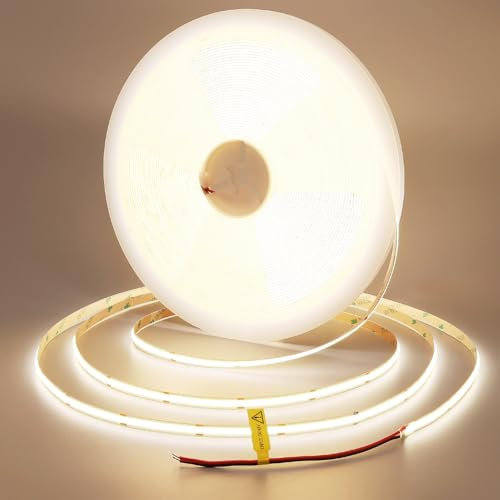 TOPAI 48V COB LED Streifen 20M Naturweiß, Sehr Hell 15000Lm, 160W/Rolle, Selbstklebend Flexible 4000K LED Strip, CRI>93 8mm Breite Schneidbar LED Band (Produkt ohne Netzteil)