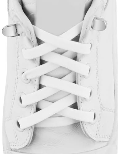 EASYKEENECOM 3 pares de cordones elásticos blancos para niños y adultos zapatillas deportivas zapatillas planas cordones elásticos sin atar, Blanco, talla única