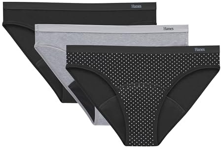 Hanes Women's Comfort, Period. Bikini Period Underwear, Super Leaks Post-Partum & Period Underwear, 3-Pack