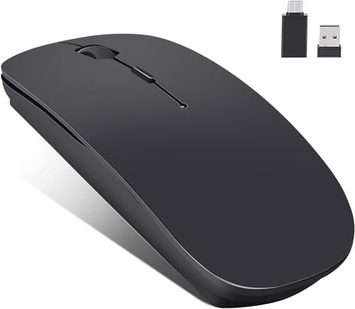 Generic Ultra Slim 2.4 GHz Wireless Mouse, USB Laptop PC Cordless Mouse, Small, Black, 4 Button, Optical, Adjustable 1600 DPI, 10m Range, Noiseless Click, Compatible for PC Laptop Computer