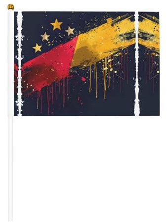 Bandera de Venezuela con impresión de banderas pequeñas en palo de 5.5 x 8.2 pulgadas, paquete de 10 mini banderas de mano de madera
