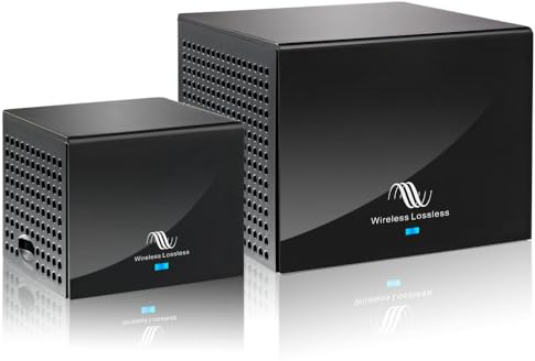 Nodelay S-AIR100-PRO Wireless Rear Speaker kit, 5.8G Low Latency Audio Transmitter and Receiver, 80W+80W high Power, Compatible with A/V Receiver, Stable and Anti-Interference