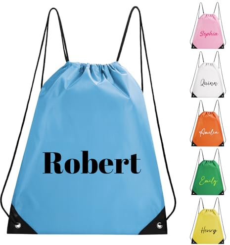 personalisierte Turnbeutel fügen Sie Ihren Text Logo Name Zahlen Beutel Rucksack mit Kordelzug Wasserdicht für Kinder Jungen Mädchen Sport Fitnessstudio Reisen Schwimmen