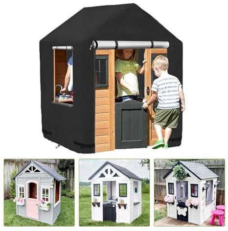 420d Hochleistungsfestes, Silberbeschichtete Oxford Fabric Playhouse Cover mit Folge und Reißverschlüssen, Schützt das Ganze Jahr über Gartenhaus Im Freien für Ultimative