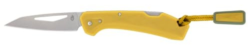 Gerber Couteau de poche avec cordon, LST Mini | Lame en acier inoxydable 440A Wharncliffe, longueur de lame : 4,8 cm, jaune, 1074532