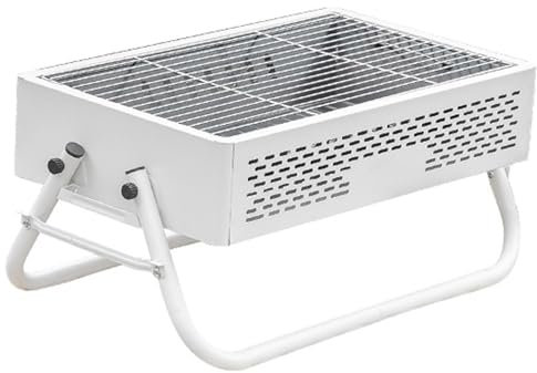 Barbeque Esterno Senza Installazione, Barbecue Carbonella in Acciaio Inox a Carbone, Griglia per Barbecue Pieghevole Compatta per Giardino e Cucina All'Aperto(White)